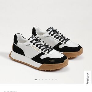 Sam Edelman Layla Black and White Sneakers with Tan Sole